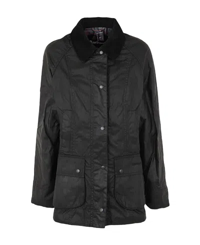 Barbour Lapel Long-sleeved Casual Jacket In Black