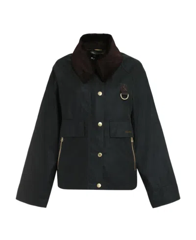 Barbour Lapel Long-sleeved Coat In Black