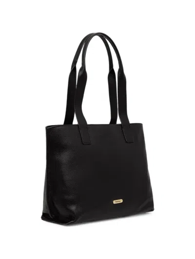Barbour Large Alder Grainy-leather Tote Bag In Black