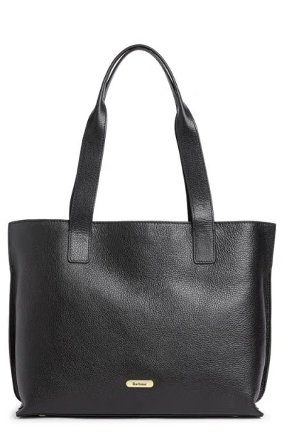 Barbour Large Alder Leather Tote Bag In Black