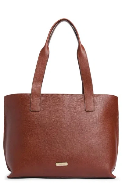 Barbour Large Alder Leather Tote Bag In Brown