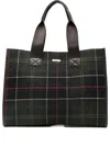 Barbour Large Plaid-pattern Tote Bag In Green