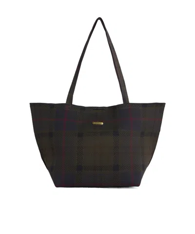 Barbour Layla Large Tartan Tote Bag In Black