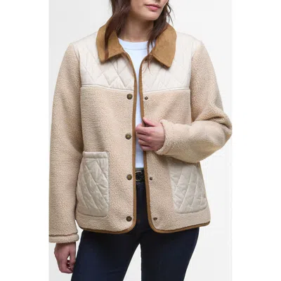 Barbour Laurel High Pile Fleece Quilted Jacket In Brown