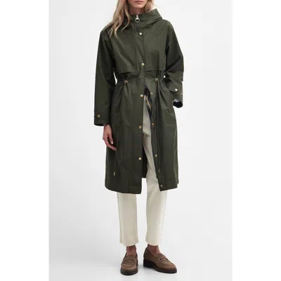 Barbour Lavender Waterproof Hooded Coat In Olive