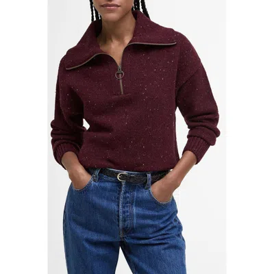 Barbour Lavensdale Half-zip Sweater In Burgundy