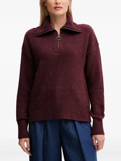 Barbour Lavensdale Half-zip Sweater In Burgundy