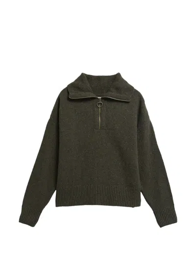 Barbour Lavensdale Wool Blend Half-zip Sweater In Brown