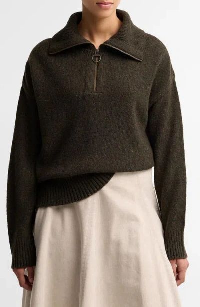 Barbour Lavensdale Wool Blend Half-zip Sweater In Brown