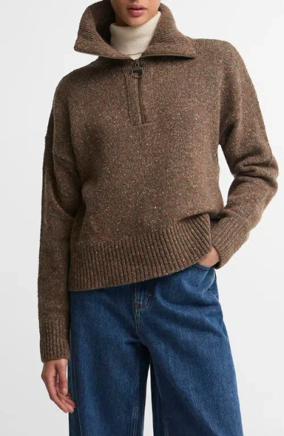 Barbour Lavensdale Wool Blend Half-zip Sweater In Brown