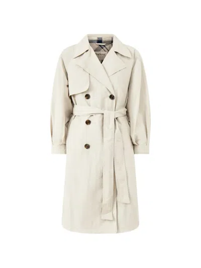 Barbour Layla Double-breasted Belted Trench Coat In Neutral