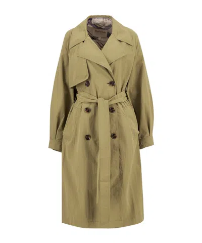 Barbour Layla Showerproof Trench Coat In Green