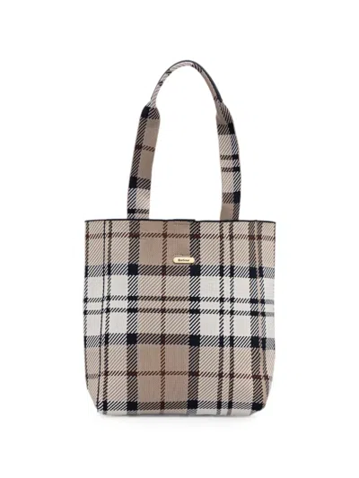 Barbour Layla Tartan-check Tote Bag In Neutral