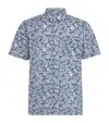 Barbour Jackstone Leaf Print Short Sleeve Cotton Button-up Shirt In Blue