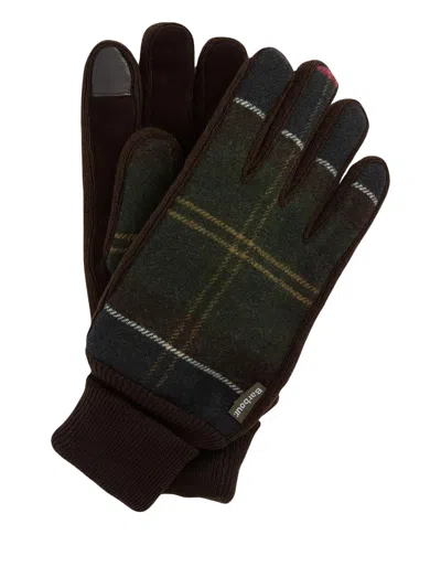 Barbour Leather And Wool Gloves For Men In Green