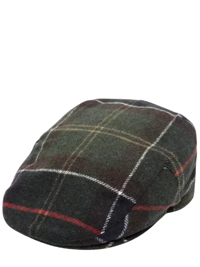 Barbour Leather & Wool Men's Hat In Green