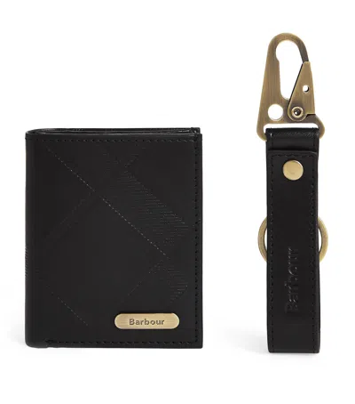 Barbour Leather Brunton Wallet And Cardholder Gift Set In Black