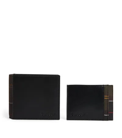 Barbour Leather Embossed Wallet Gift Set In Brown