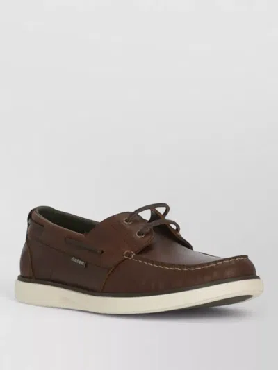 Barbour Leather Loafers Round Toe Contrast Sole