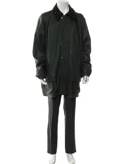 Pre-owned Barbour Leather Parka In Green