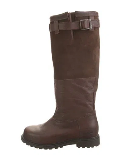 Pre-owned Barbour Leather Riding Boots In Brown