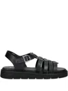 Barbour Otterburn Classic Black Leather Fisherman Sandals In Black