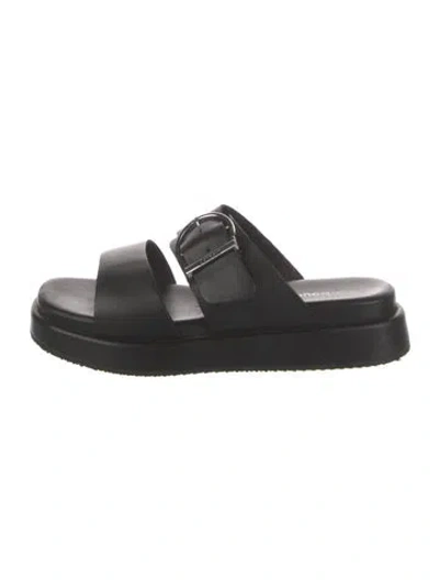 Pre-owned Barbour Leather Slides In Black