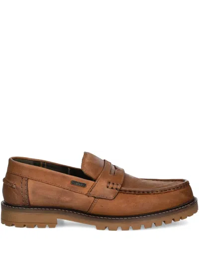 Barbour Leather Slip-on Loafers In Brown