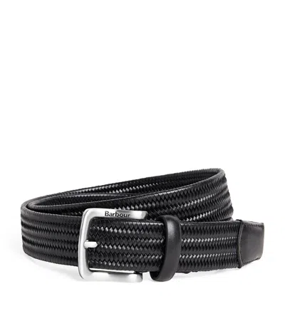 Barbour Leather Stretch Belt In Black