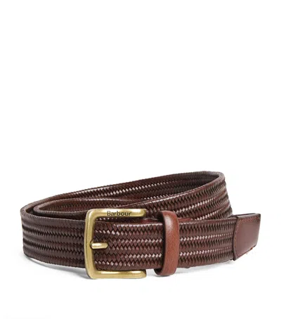 Barbour Leather Stretch Belt In Brown