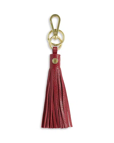 Barbour Leather Tassel Bag Charm In Burgundy