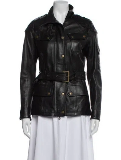 Pre-owned Barbour Leather Utility Jacket In Black