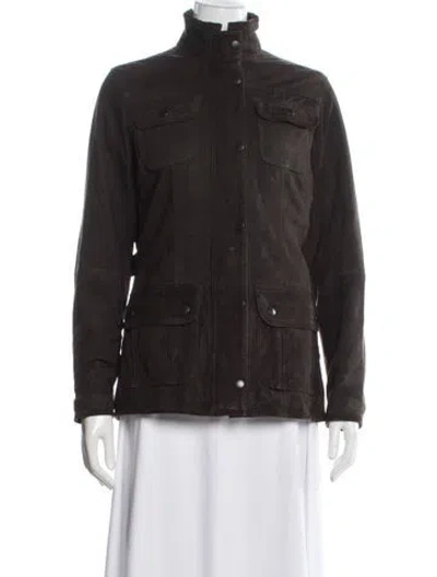 Pre-owned Barbour Leather Utility Jacket In Brown