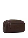 Barbour Leather Wash Bag In Brown
