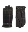 Barbour Leather-wool Newbrough Tartan Gloves In Brown