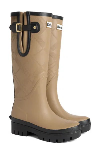 Barbour Leighton Tartan Tall Rain Boot In Brown