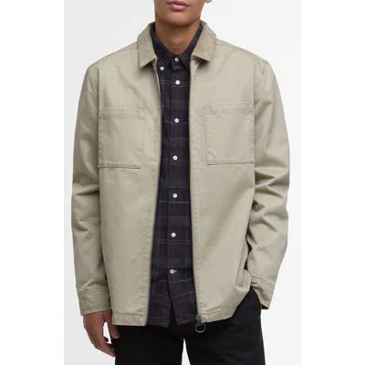 Barbour Lenker Twill Zip Overshirt In Neutral