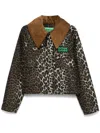 Barbour + Ganni Cotton Corduroy-trimmed Leopard-print Waxed-organic Cotton Jacket In Brown