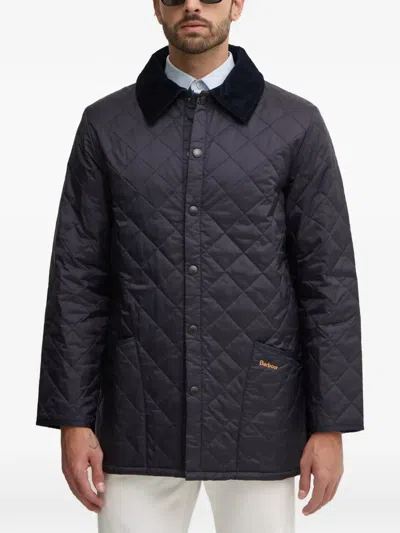 Barbour Liddesdale Corduroy-collar Quilted Padded Jacket In Black
