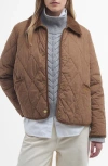 Barbour Liddesdale Crop Quilted Jacket In Beige/sky Dress Tartan