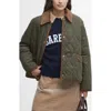 Barbour Emilia Womens Quilted Jacket In Deep Olive/sky Dress Tartan