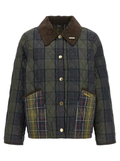 Barbour Liddesdale Quilted Coat Contrast Collar Pockets In Multi