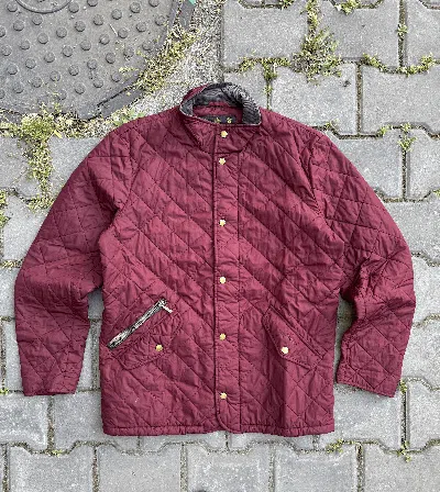Pre-owned Barbour Liddesdale Quilted Burgundy Jacket Size M In Red