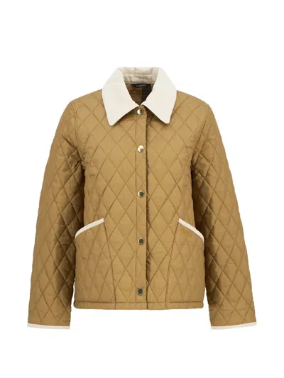 Barbour Liddesdale Quilted Jacket Corduroy Collar Hardware In Green