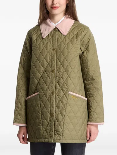 Barbour Liddesdale Quilted Corduroy-collar Jacket In Green