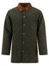 Barbour Quilted Long Length Jackets With Contrast Collar In Green