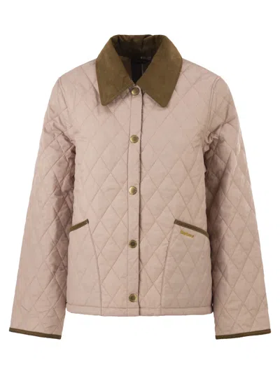 Barbour Liddesdale - Quilted Short Jacket With Cord Collar In Pink