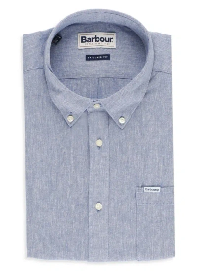 Barbour Light Blue Linen And Cotton Shirt