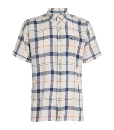 Barbour Linen-blend Croft Shirt In Blue