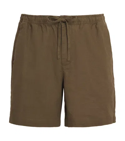 Barbour Linen-cotton Shorts In Green